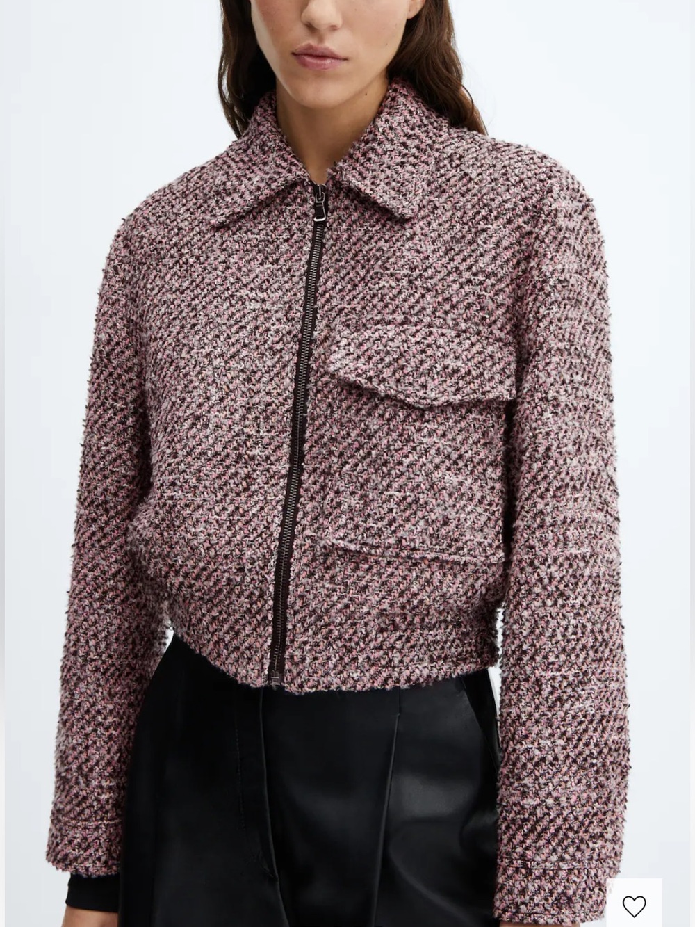 Mango Tweed Bomber Jacket